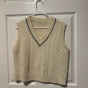 SHEIN Cream V-Neck Sweater Vest